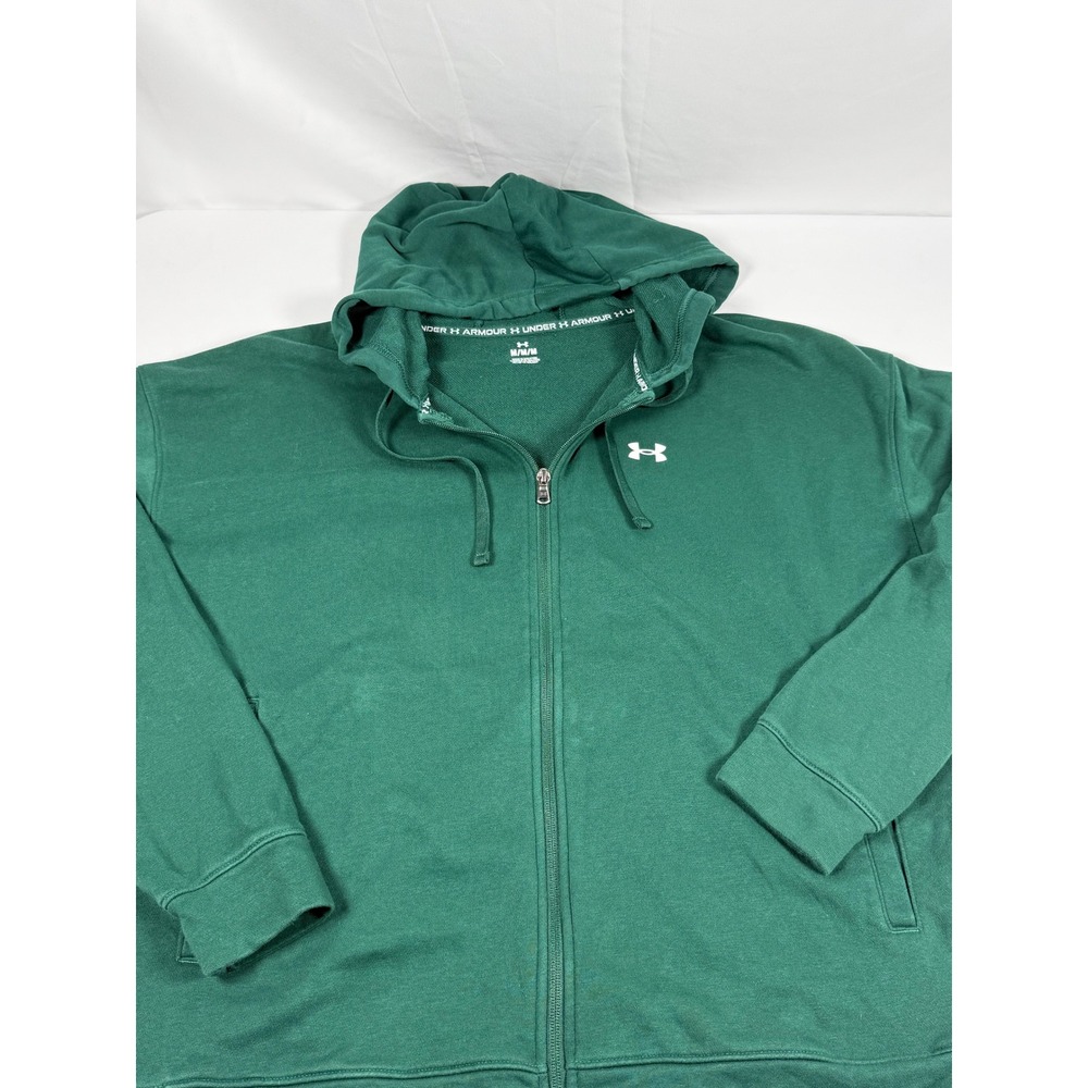 Under Armour Womens Rival Terry Full Zip Hoodie Green Size Medium Logo Athletic